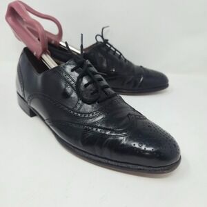 Bally of Switzerland Men's Wingtip Oxfords Size 7 D Black Leather Brogue Vintage